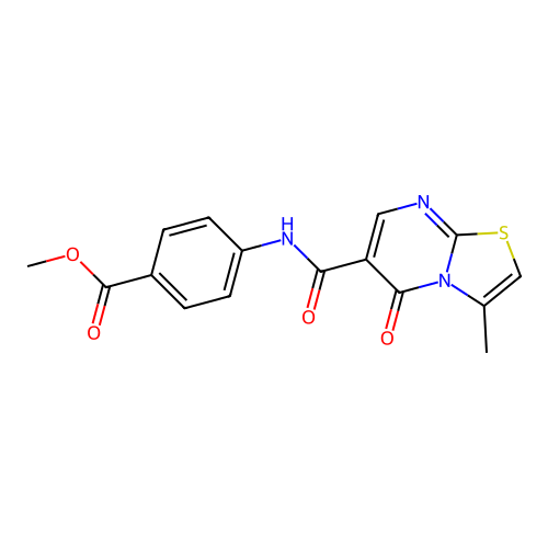 methyl 4-(3-methyl-5-oxo-5H-thiazolo[3,2-a]pyrimidine-6-carboxamido)benzoate structure