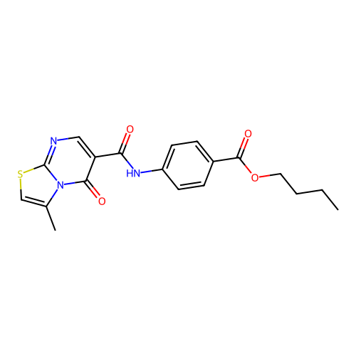 butyl 4-(3-methyl-5-oxo-5H-thiazolo[3,2-a]pyrimidine-6-carboxamido)benzoate structure