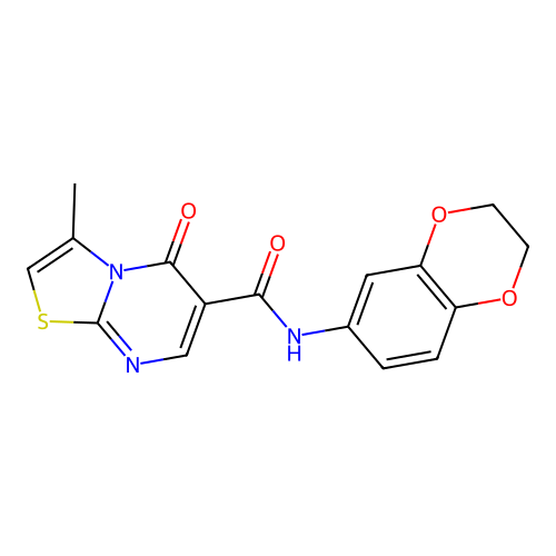 N-(2,3-dihydro-1,4-benzodioxin-6-yl)-3-methyl-5-oxo-[1,3]thiazolo[3,2-a]pyrimidine-6-carboxamide structure
