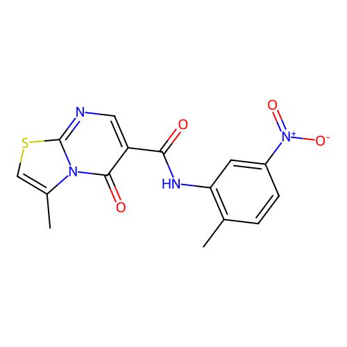 3-methyl-N-(2-methyl-5-nitrophenyl)-5-oxo-5H-thiazolo[3,2-a]pyrimidine-6-carboxamide structure