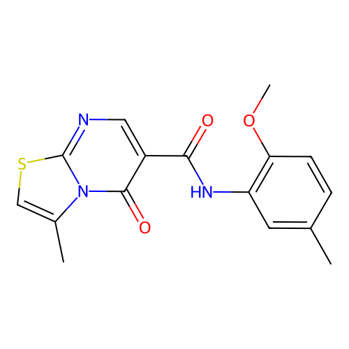 N-(2-methoxy-5-methylphenyl)-3-methyl-5-oxo-5H-[1,3]thiazolo[3,2-a]pyrimidine-6-carboxamide structure