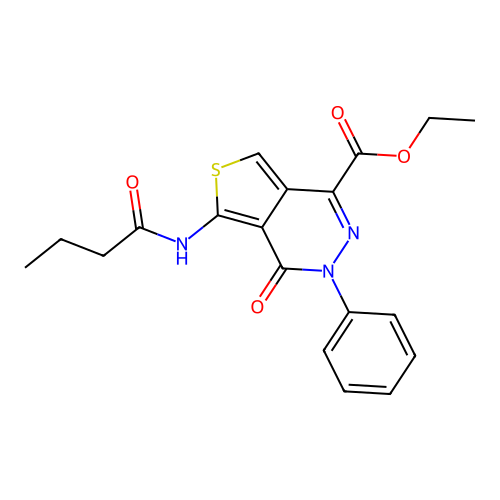 Ethyl 5-(butanoylamino)-4-oxo-3-phenylthieno[3,4-d]pyridazine-1-carboxylate structure