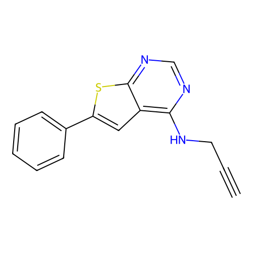 6-phenyl-N-(prop-2-yn-1-yl)thieno[2,3-d]pyrimidin-4-amine structure