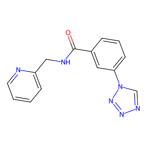 N-(pyridin-2-ylmethyl)-3-(1H-tetrazol-1-yl)benzamide structure