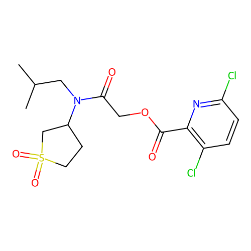 [(1,1-dioxo-1lambda6-thiolan-3-yl)(2-methylpropyl)carbamoyl]methyl 3,6-dichloropyridine-2-carboxylate structure