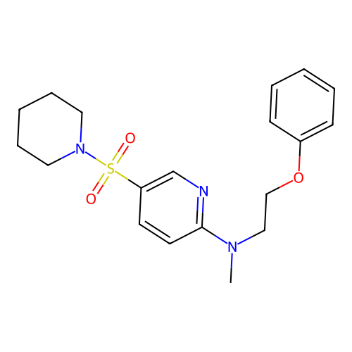 N-methyl-N-(2-phenoxyethyl)-5-piperidin-1-ylsulfonylpyridin-2-amine structure