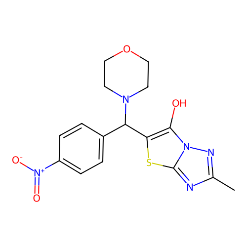 2-Methyl-5-(morpholino(4-nitrophenyl)methyl)thiazolo[3,2-b][1,2,4]triazol-6-ol structure