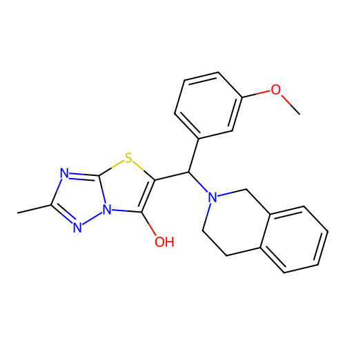 5-((3,4-dihydroisoquinolin-2(1H)-yl)(3-methoxyphenyl)methyl)-2-methylthiazolo[3,2-b][1,2,4]triazol-6-ol structure