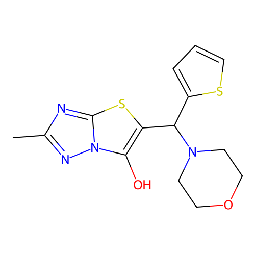 2-Methyl-5-(morpholino(thiophen-2-yl)methyl)thiazolo[3,2-b][1,2,4]triazol-6-ol structure
