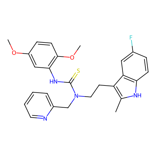 3-(2,5-dimethoxyphenyl)-1-[2-(5-fluoro-2-methyl-1H-indol-3-yl)ethyl]-1-[(pyridin-2-yl)methyl]thiourea structure