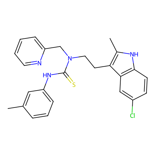 1-(2-(5-chloro-2-methyl-1H-indol-3-yl)ethyl)-1-(pyridin-2-ylmethyl)-3-(m-tolyl)thiourea structure