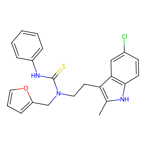 1-(2-(5-chloro-2-methyl-1H-indol-3-yl)ethyl)-1-(furan-2-ylmethyl)-3-phenylthiourea structure