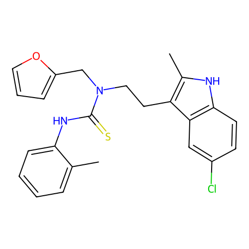 1-(2-(5-chloro-2-methyl-1H-indol-3-yl)ethyl)-1-(furan-2-ylmethyl)-3-(o-tolyl)thiourea structure