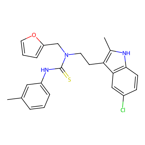 1-(2-(5-chloro-2-methyl-1H-indol-3-yl)ethyl)-1-(furan-2-ylmethyl)-3-(m-tolyl)thiourea structure