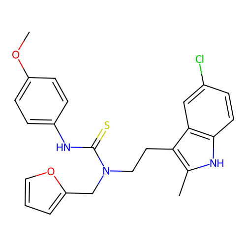 1-(2-(5-chloro-2-methyl-1H-indol-3-yl)ethyl)-1-(furan-2-ylmethyl)-3-(4-methoxyphenyl)thiourea structure