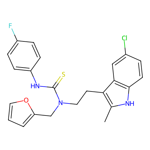 1-(2-(5-chloro-2-methyl-1H-indol-3-yl)ethyl)-3-(4-fluorophenyl)-1-(furan-2-ylmethyl)thiourea structure