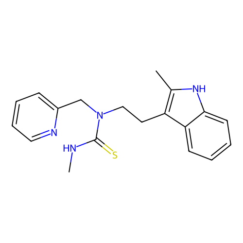 3-methyl-1-[2-(2-methyl-1H-indol-3-yl)ethyl]-1-(pyridin-2-ylmethyl)thiourea structure