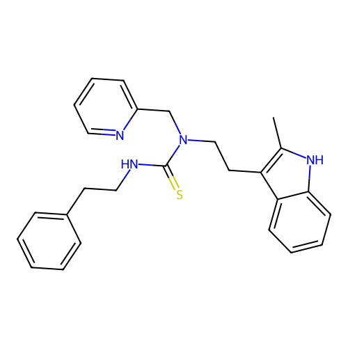 1-(2-(2-methyl-1H-indol-3-yl)ethyl)-3-phenethyl-1-(pyridin-2-ylmethyl)thiourea structure