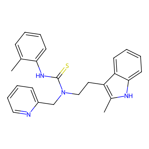 1-(2-(2-methyl-1H-indol-3-yl)ethyl)-1-(pyridin-2-ylmethyl)-3-(o-tolyl)thiourea structure