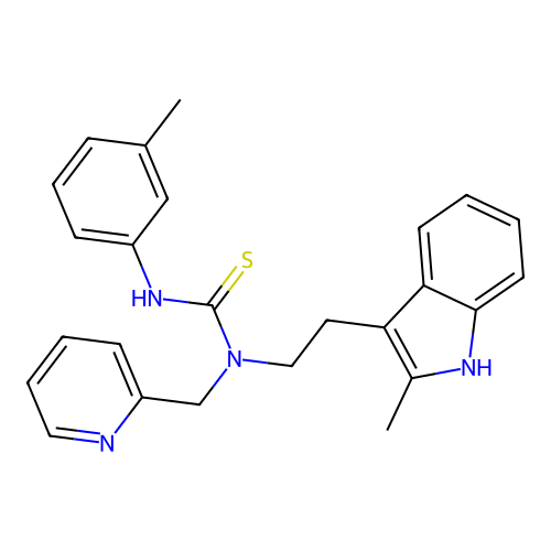 1-(2-(2-methyl-1H-indol-3-yl)ethyl)-1-(pyridin-2-ylmethyl)-3-(m-tolyl)thiourea structure
