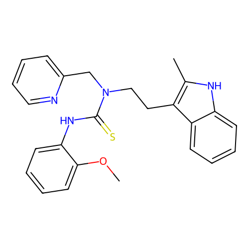 3-(2-methoxyphenyl)-1-(2-(2-methyl-1H-indol-3-yl)ethyl)-1-(pyridin-2-ylmethyl)thiourea structure