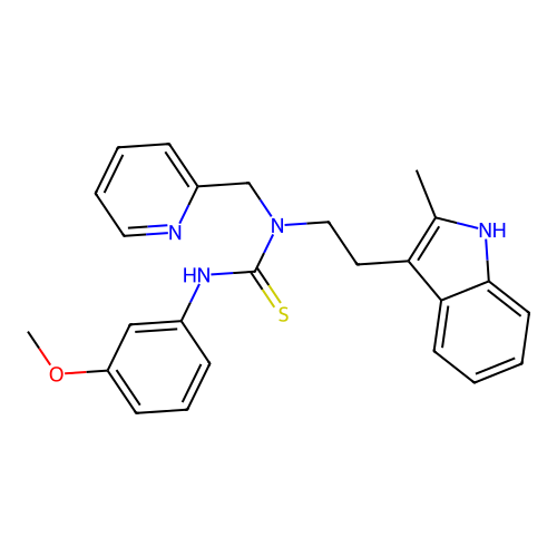 3-(3-methoxyphenyl)-1-(2-(2-methyl-1H-indol-3-yl)ethyl)-1-(pyridin-2-ylmethyl)thiourea structure