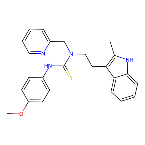 1-(4-methoxyphenyl)-3-[2-(2-methyl-1H-indol-3-yl)ethyl]-3-[(pyridin-2-yl)methyl]thiourea structure