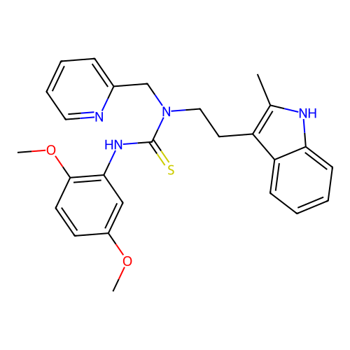 3-(2,5-dimethoxyphenyl)-1-[2-(2-methyl-1H-indol-3-yl)ethyl]-1-(pyridin-2-ylmethyl)thiourea structure
