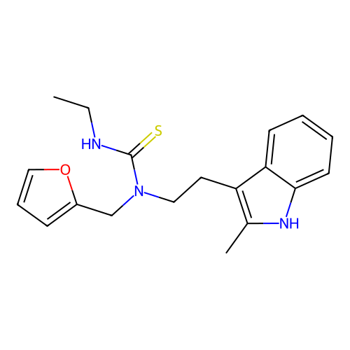 3-ethyl-1-(furan-2-ylmethyl)-1-(2-(2-methyl-1H-indol-3-yl)ethyl)thiourea structure