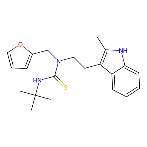 3-(tert-butyl)-1-(furan-2-ylmethyl)-1-(2-(2-methyl-1H-indol-3-yl)ethyl)thiourea structure