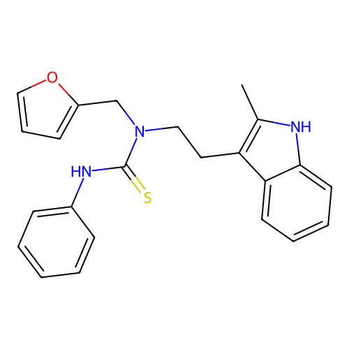 1-(furan-2-ylmethyl)-1-(2-(2-methyl-1H-indol-3-yl)ethyl)-3-phenylthiourea structure