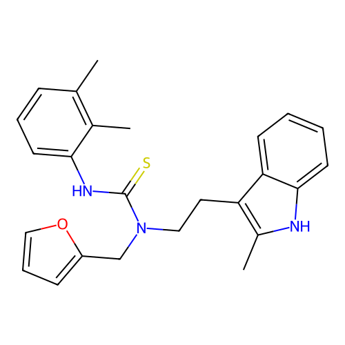 3-(2,3-dimethylphenyl)-1-(furan-2-ylmethyl)-1-(2-(2-methyl-1H-indol-3-yl)ethyl)thiourea structure