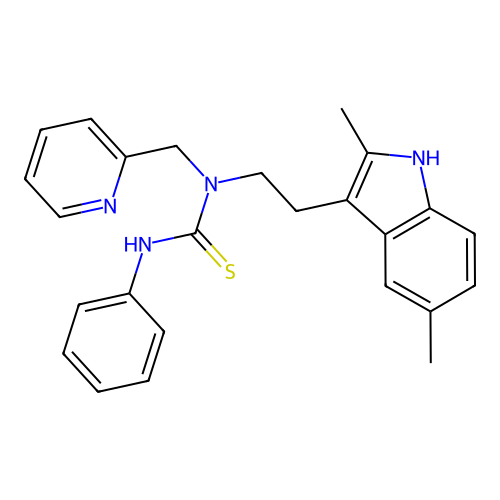 1-(2-(2,5-dimethyl-1H-indol-3-yl)ethyl)-3-phenyl-1-(pyridin-2-ylmethyl)thiourea structure