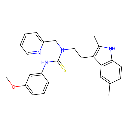 1-[2-(2,5-dimethyl-1H-indol-3-yl)ethyl]-3-(3-methoxyphenyl)-1-(pyridin-2-ylmethyl)thiourea structure