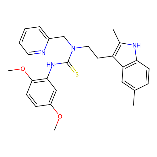 3-(2,5-dimethoxyphenyl)-1-[2-(2,5-dimethyl-1H-indol-3-yl)ethyl]-1-[(pyridin-2-yl)methyl]thiourea structure
