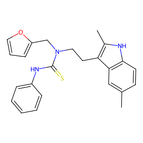 1-(2-(2,5-dimethyl-1H-indol-3-yl)ethyl)-1-(furan-2-ylmethyl)-3-phenylthiourea structure