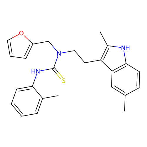 1-(2-(2,5-dimethyl-1H-indol-3-yl)ethyl)-1-(furan-2-ylmethyl)-3-(o-tolyl)thiourea structure