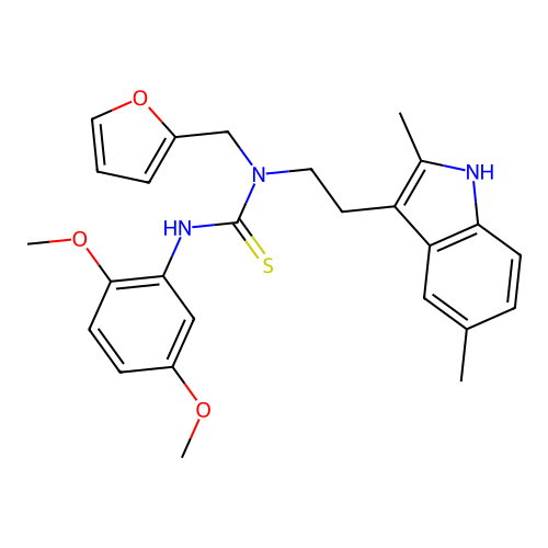 1-(2,5-dimethoxyphenyl)-3-[2-(2,5-dimethyl-1H-indol-3-yl)ethyl]-3-[(furan-2-yl)methyl]thiourea structure