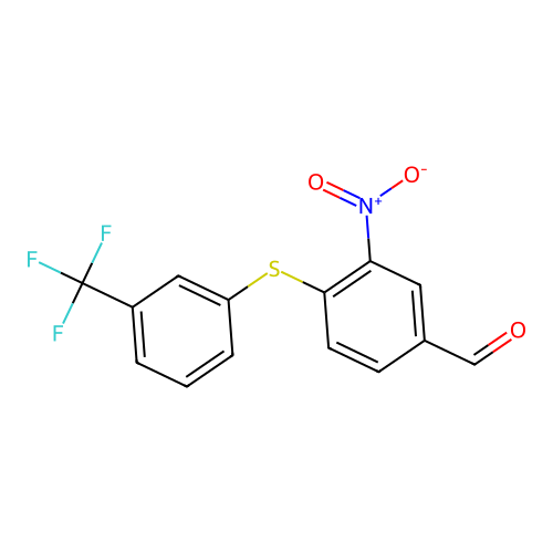 3-Nitro-4-[[3-(trifluoromethyl)phenyl]thio]benzaldehyde structure