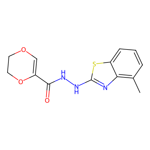 N'-(4-methylbenzo[d]thiazol-2-yl)-5,6-dihydro-1,4-dioxine-2-carbohydrazide structure