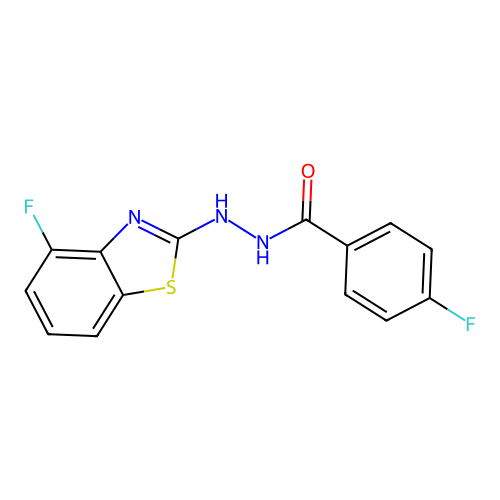 4-fluoro-N'-(4-fluoro-1,3-benzothiazol-2-yl)benzohydrazide structure