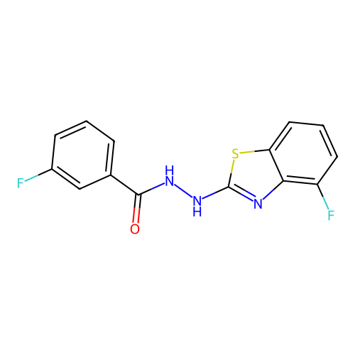 3-fluoro-N'-(4-fluoro-1,3-benzothiazol-2-yl)benzohydrazide structure