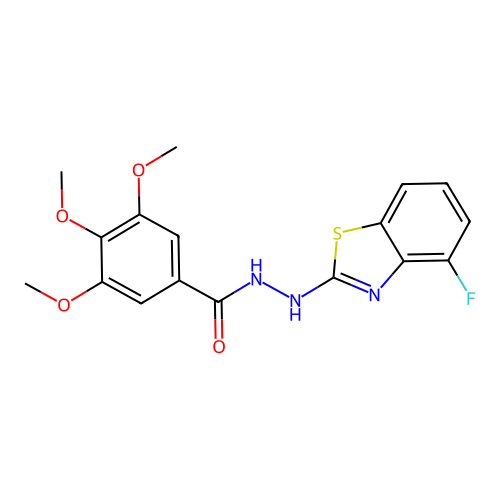 N'-(4-fluoro-1,3-benzothiazol-2-yl)-3,4,5-trimethoxybenzohydrazide structure