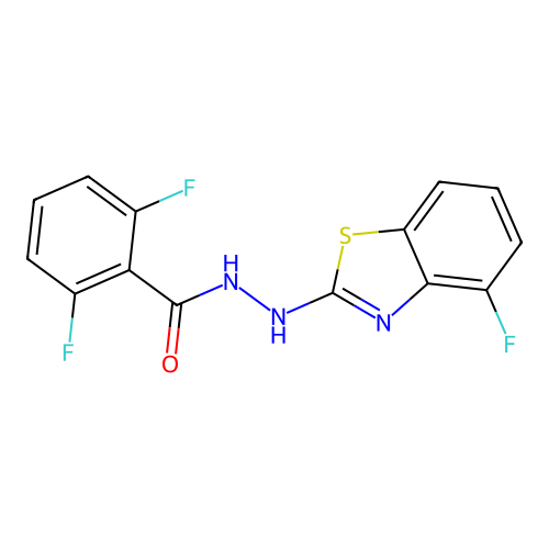 2,6-difluoro-N'-(4-fluoro-1,3-benzothiazol-2-yl)benzohydrazide structure