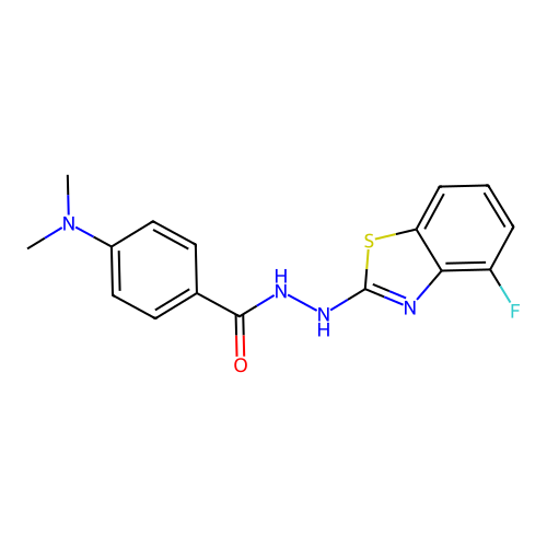 4-(dimethylamino)-N'-(4-fluoro-1,3-benzothiazol-2-yl)benzohydrazide structure