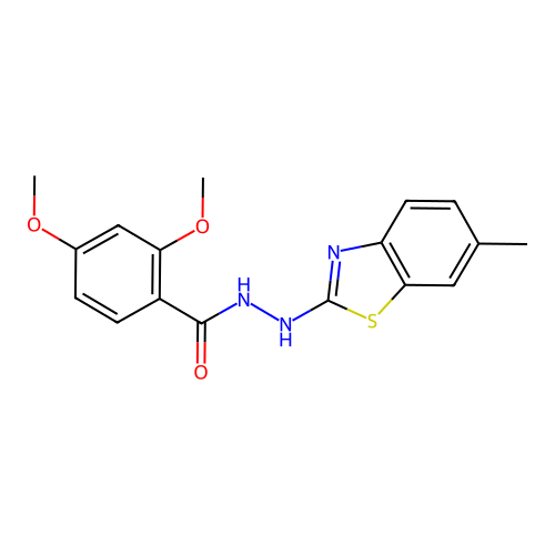 2,4-dimethoxy-N'-(6-methyl-1,3-benzothiazol-2-yl)benzohydrazide structure