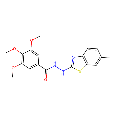 3,4,5-trimethoxy-N'-(6-methyl-1,3-benzothiazol-2-yl)benzohydrazide structure