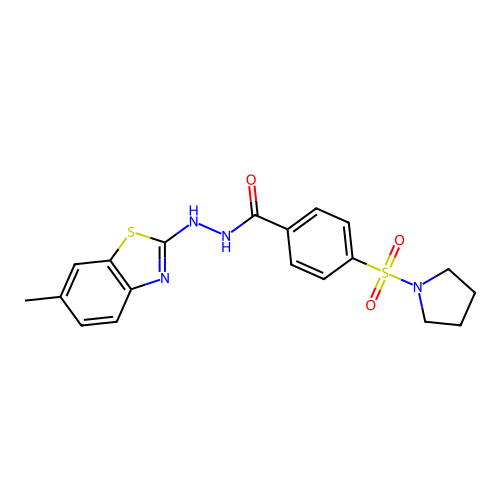 N'-(6-methylbenzo[d]thiazol-2-yl)-4-(pyrrolidin-1-ylsulfonyl)benzohydrazide structure