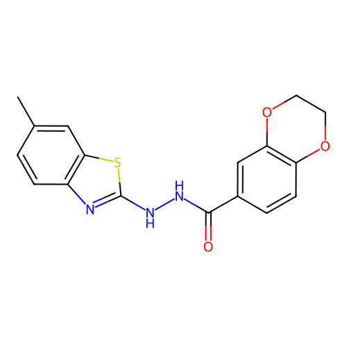 N'-(6-methyl-1,3-benzothiazol-2-yl)-2,3-dihydro-1,4-benzodioxine-6-carbohydrazide structure