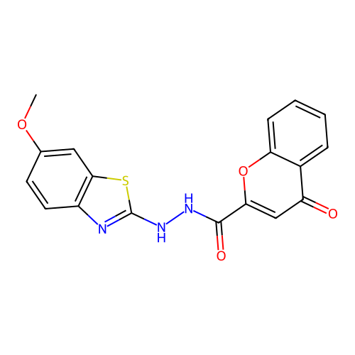 N'-(6-methoxy-1,3-benzothiazol-2-yl)-4-oxochromene-2-carbohydrazide structure